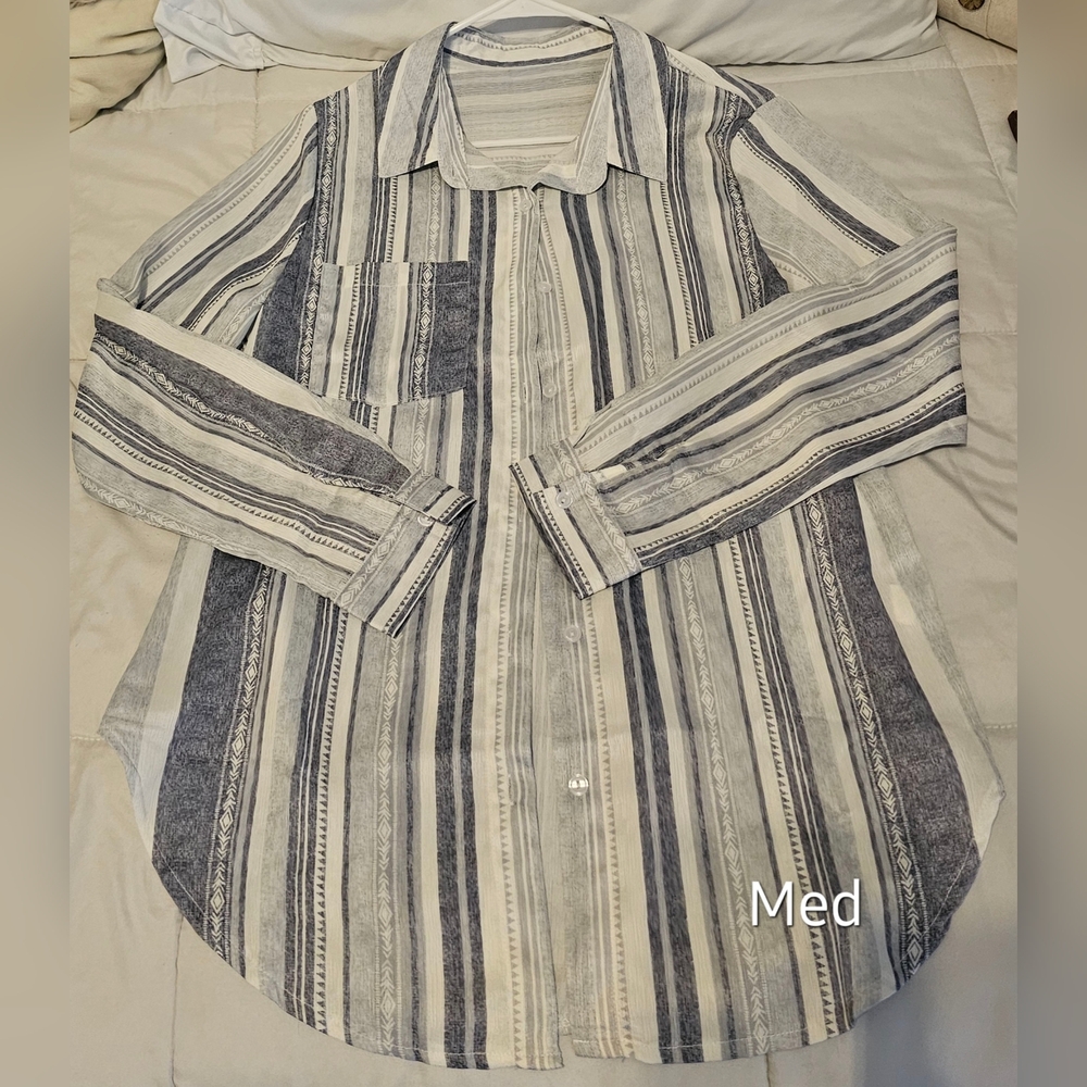 Blue / White Long Sleeve Button down Medium